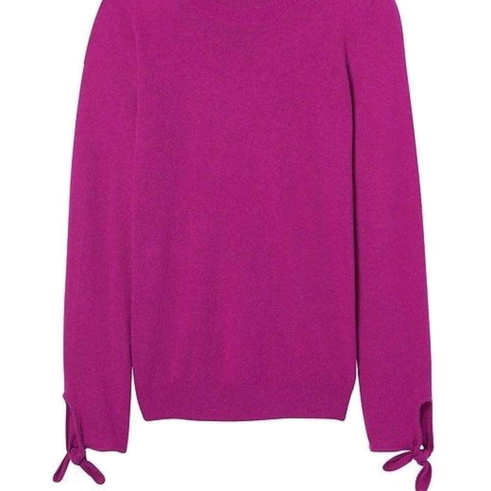 Magenta Bow Cuff Merino Wool Sweater by Banana Republic. Medium. NWTS